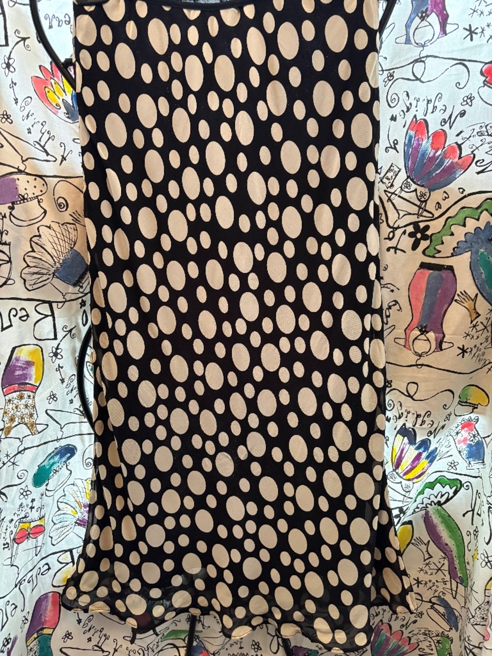 Como polka dot pull on slip skirt